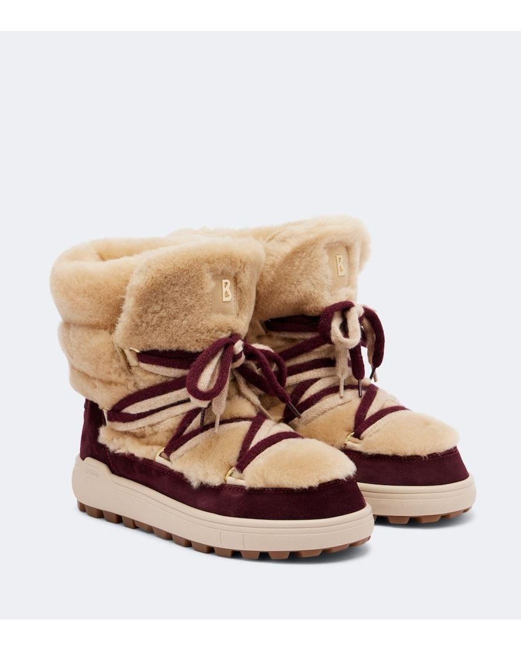 Bogner Brown Chamonix Shearling And Suede Snow Boots
