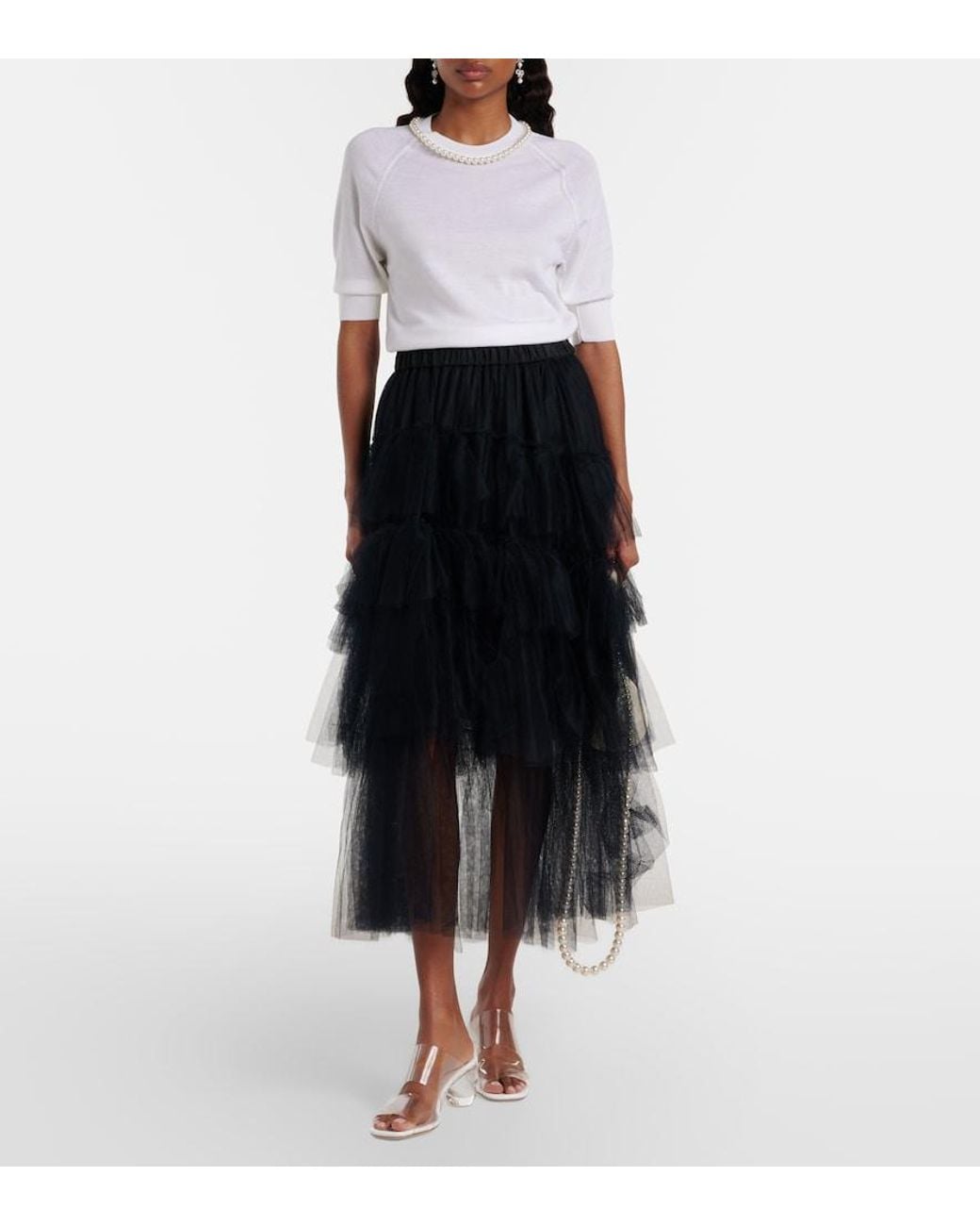 Simone Rocha White Embellished Wool And Silk Top