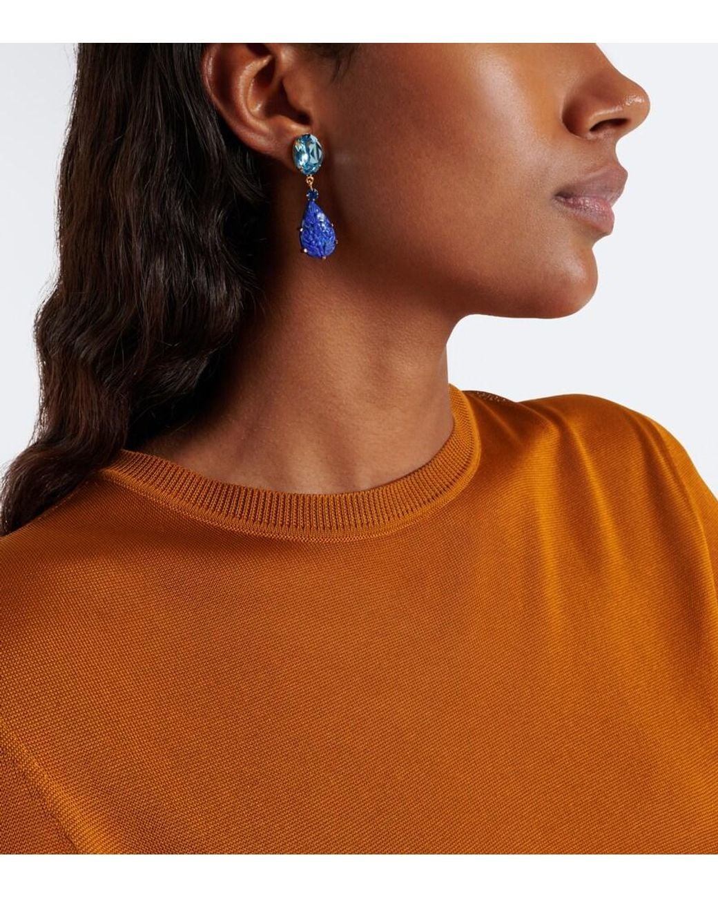 Jennifer Behr Blue Ambrose Embellished Earrings With Lapis Lazuli
