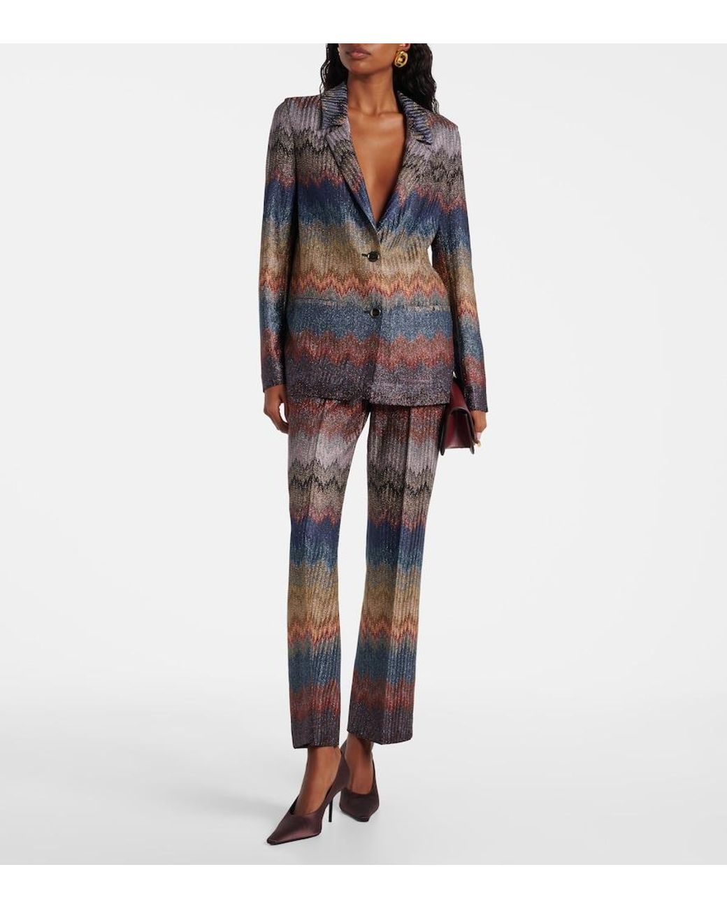 Missoni Blue Zigzag Lame Blazer