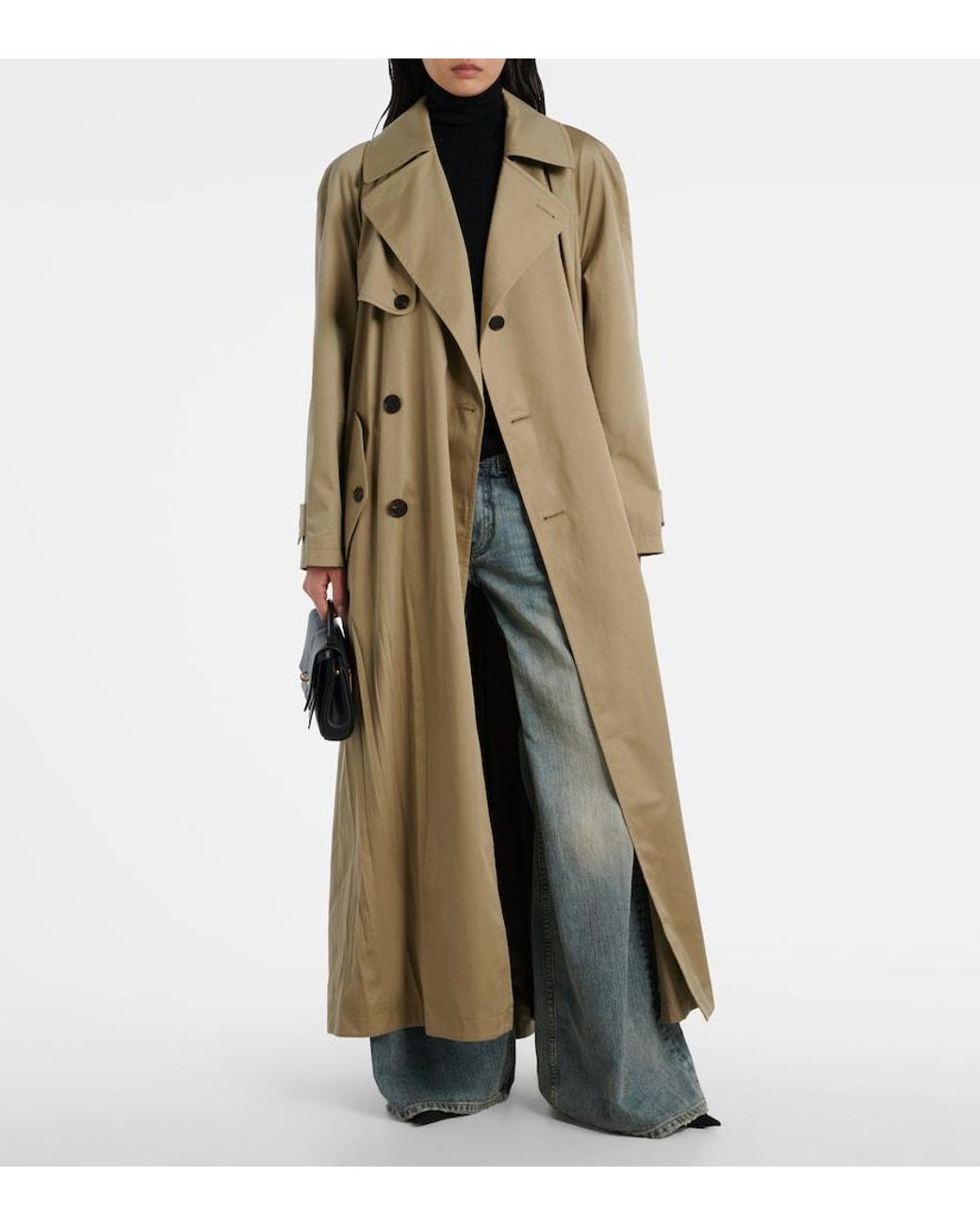 Balenciaga Natural Cocoon Cotton Twill Trench Coat
