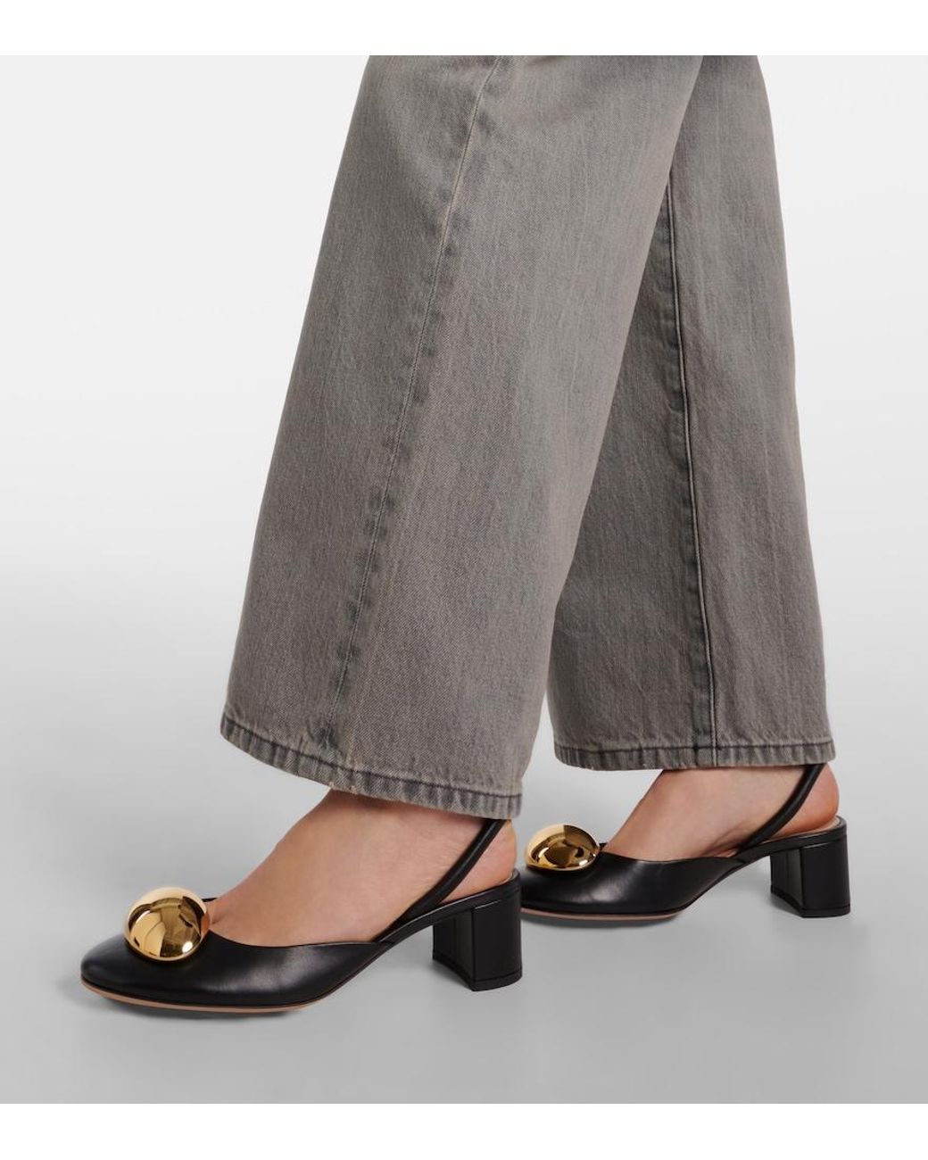 Gianvito Rossi Black Sphera 45 Leather Pumps