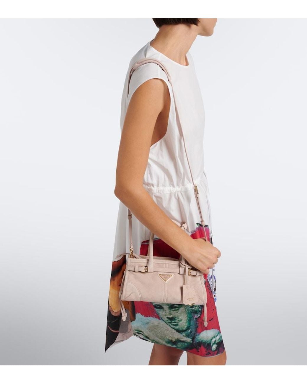 Prada Pink Bonnie Mini Suede Top-Handle Bag