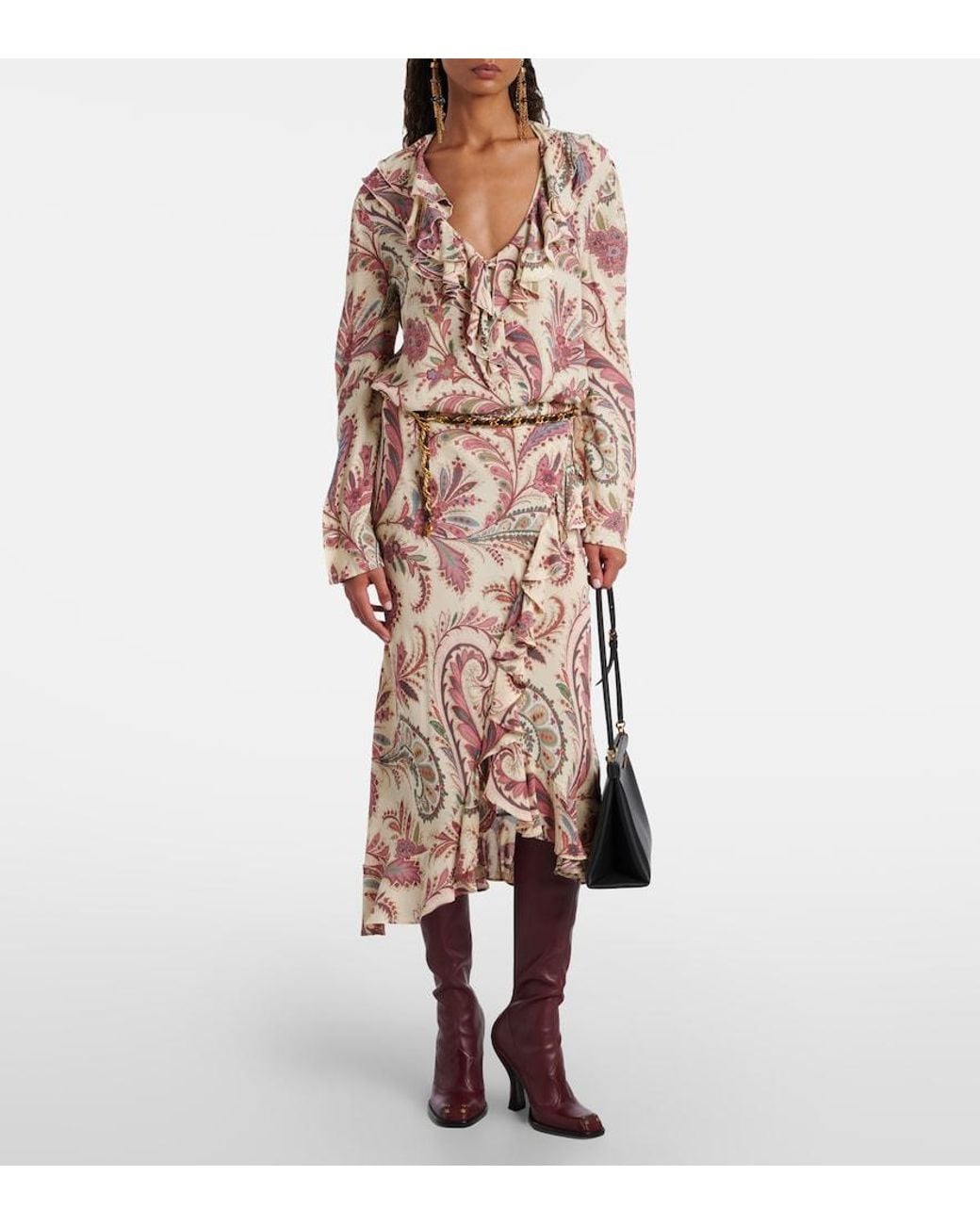 Etro Red Studded Leather Knee-High Boots