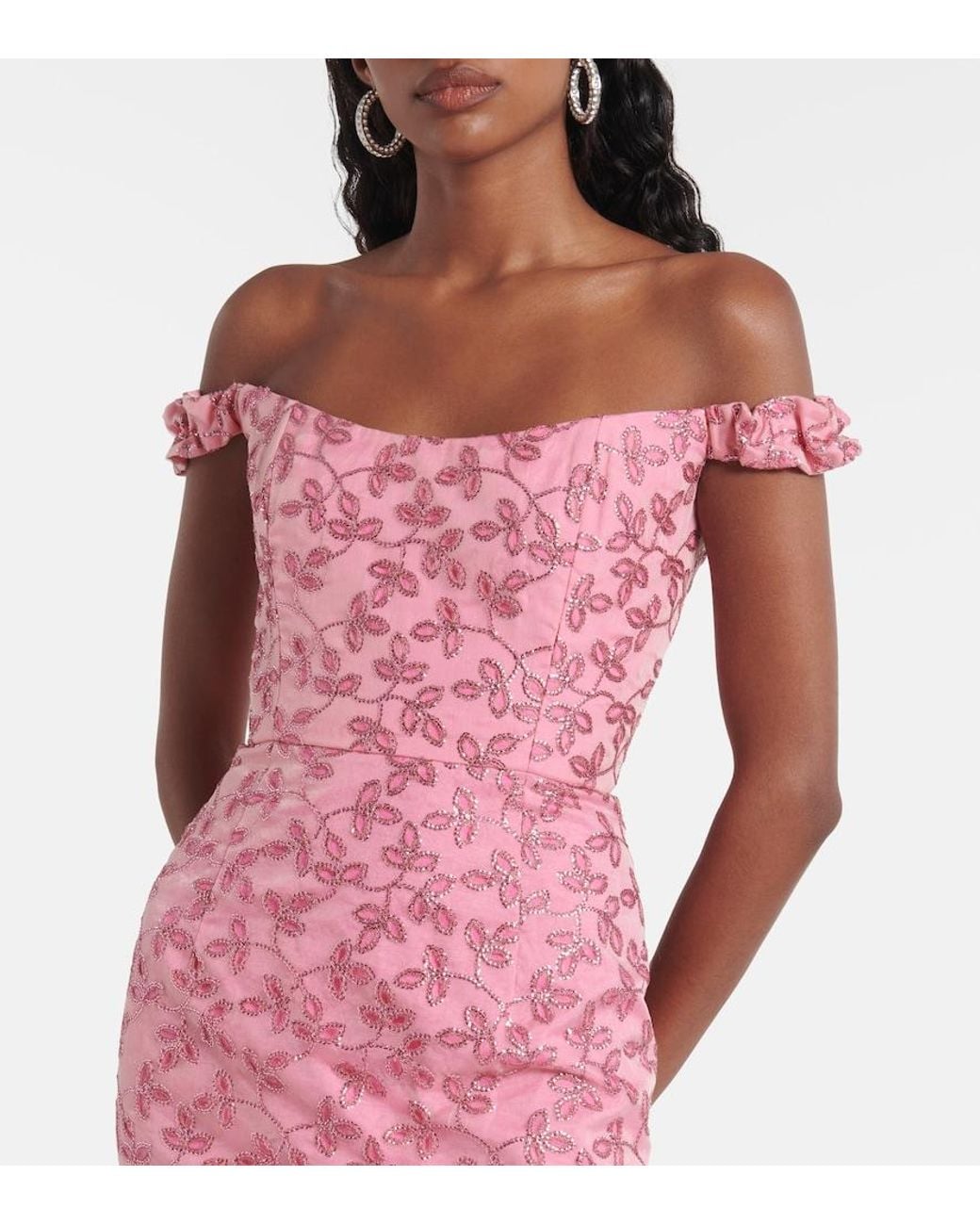 Markarian Pink Amina Sequined Midi Dress