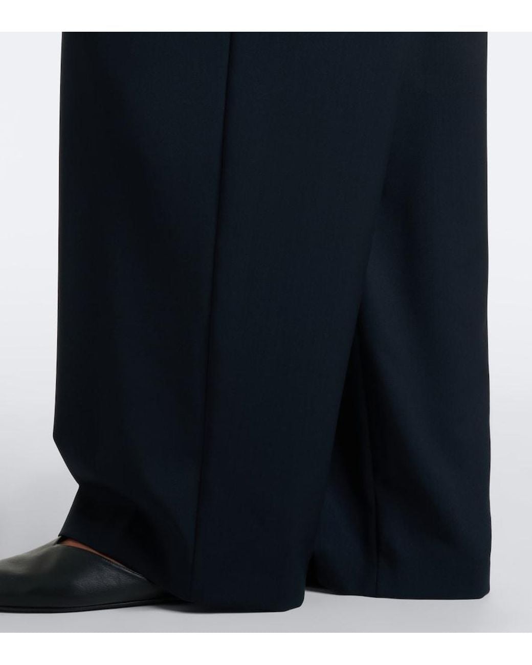 Max Mara Blue Wide-Leg Pleated Virgin Wool Pants