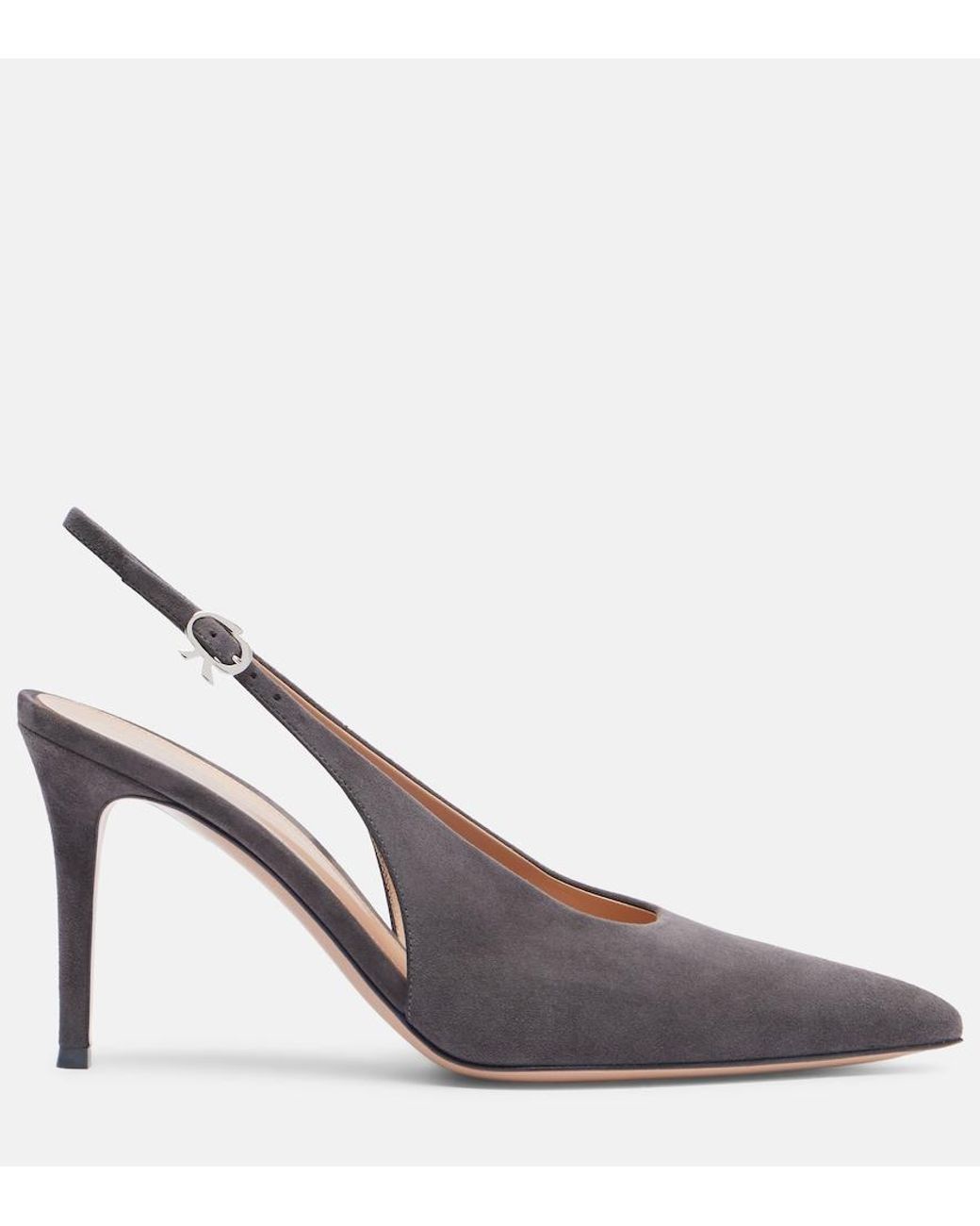 Gianvito Rossi Metallic Robbie 85 Suede Slingback Pumps