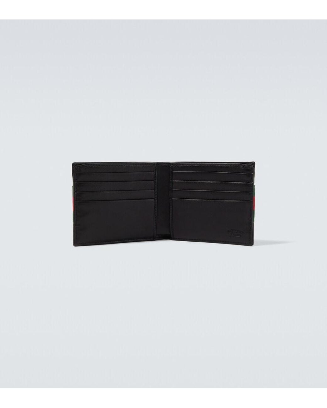 Cartera Plegable Trademark De Piel Con Web Gucci de hombre de color Black