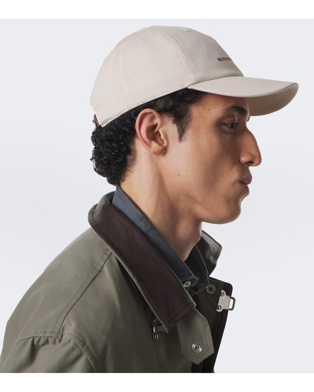 Brunello Cucinelli Natural Logo Cotton Canvas Baseball Cap for men