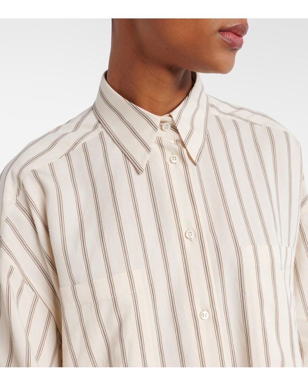 Brunello Cucinelli White Silk-Blend Shirt