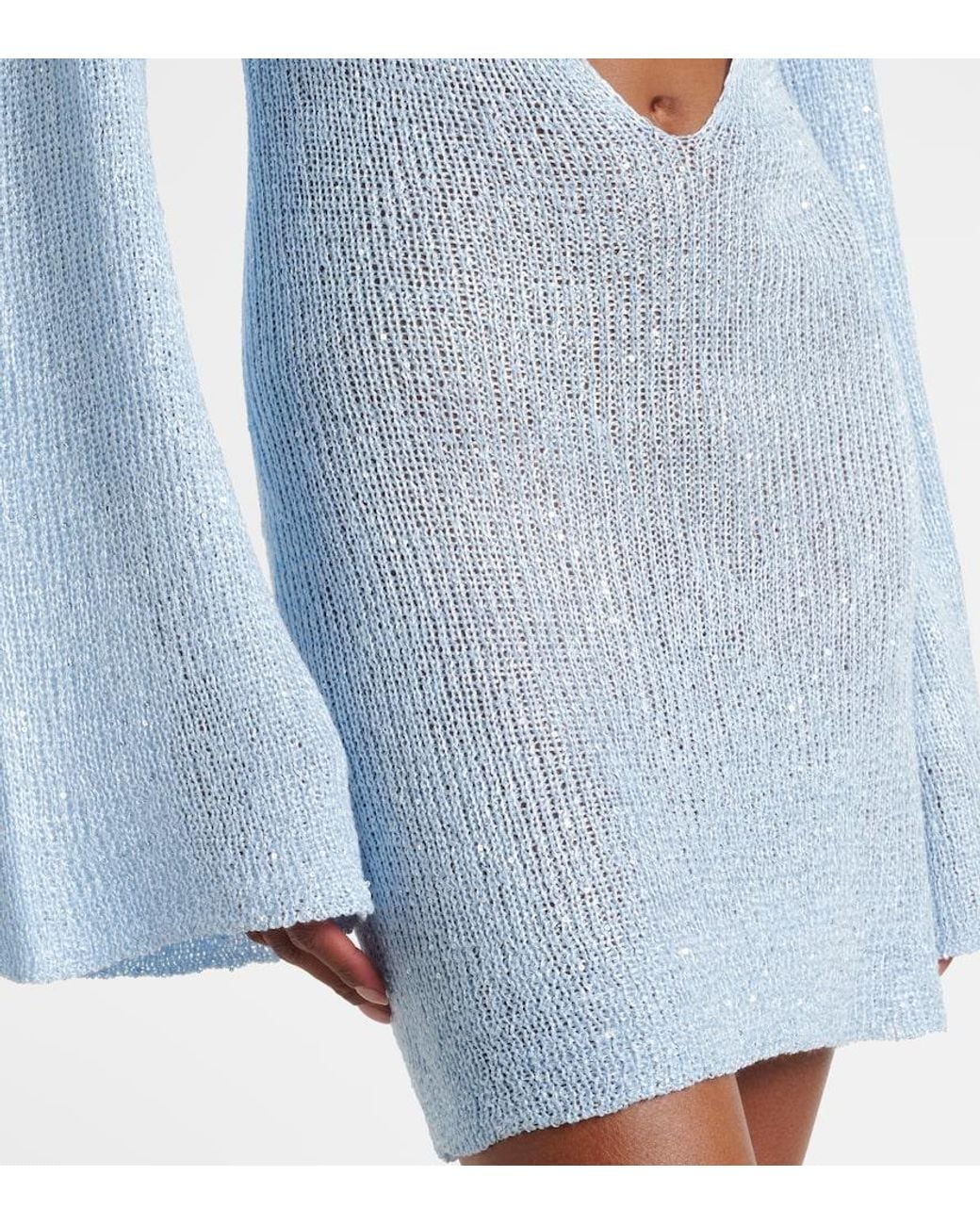 Bananhot Blue Rey Sequined Knitted Minidress