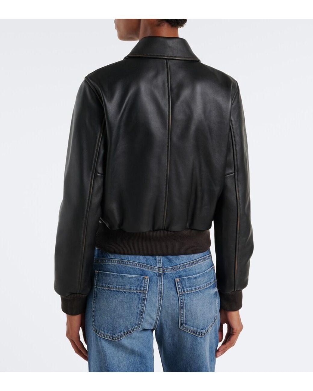 Nili Lotan Black Leather Bomber Jacket