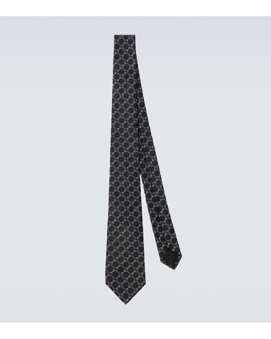 Gucci Black Horsebit Silk Jacquard Tie for men
