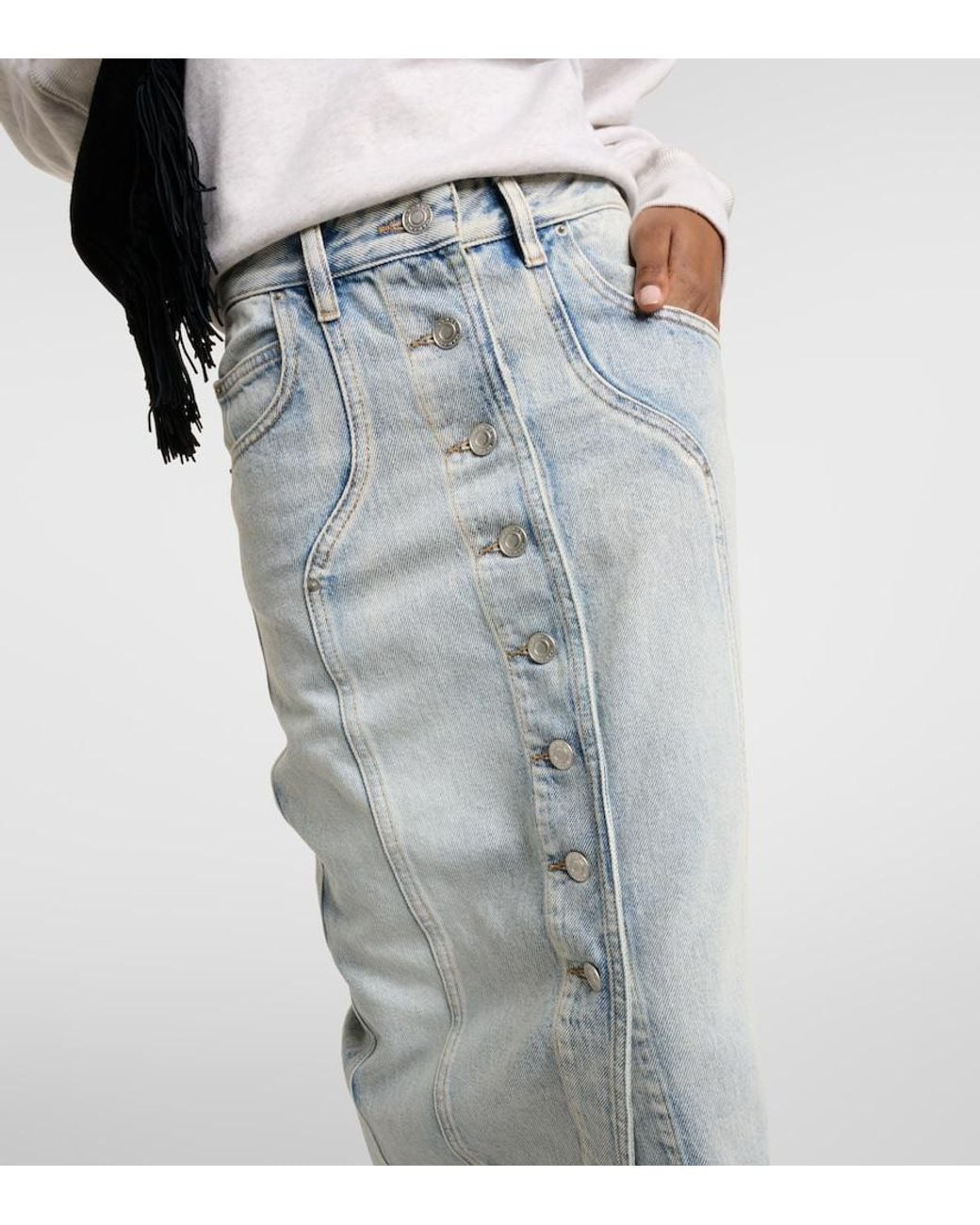 Isabel Marant Gray Vandy Denim Midi Skirt
