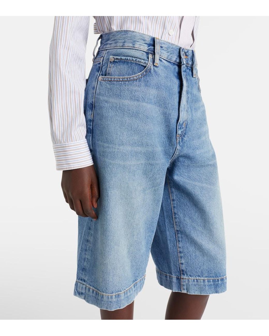 X Amelia – Short Jort A Taille Haute En Jean FRAME en coloris Blue