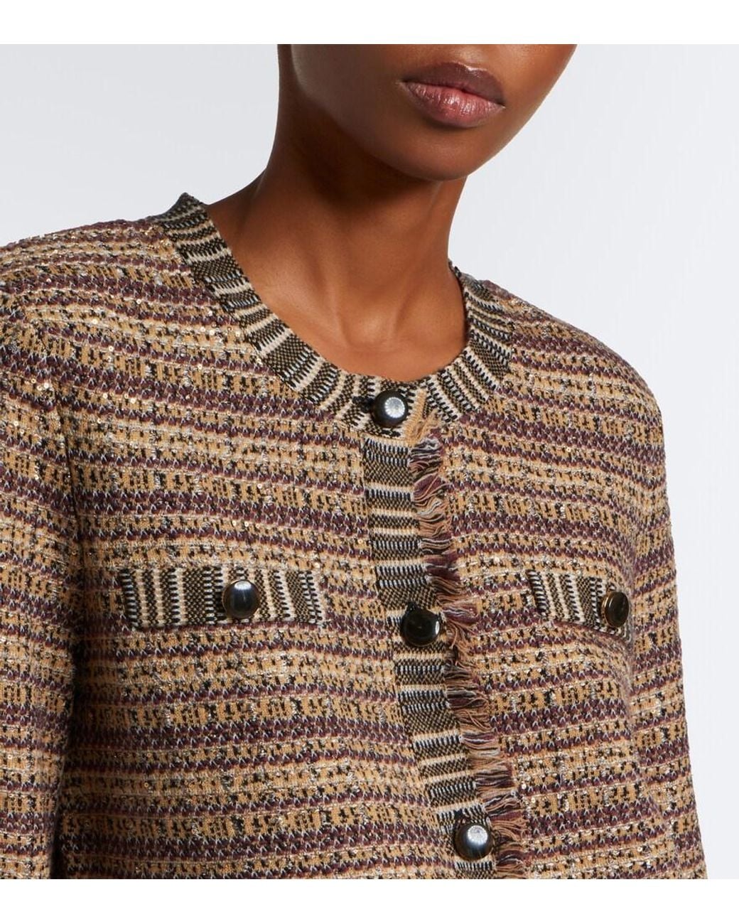 Veronica Beard Brown Sariyah Cropped Tweed Jacket