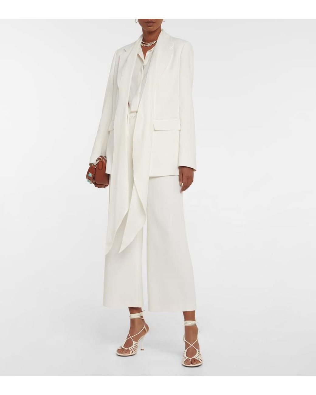 Etro White Pleated High-rise Cropped Pants