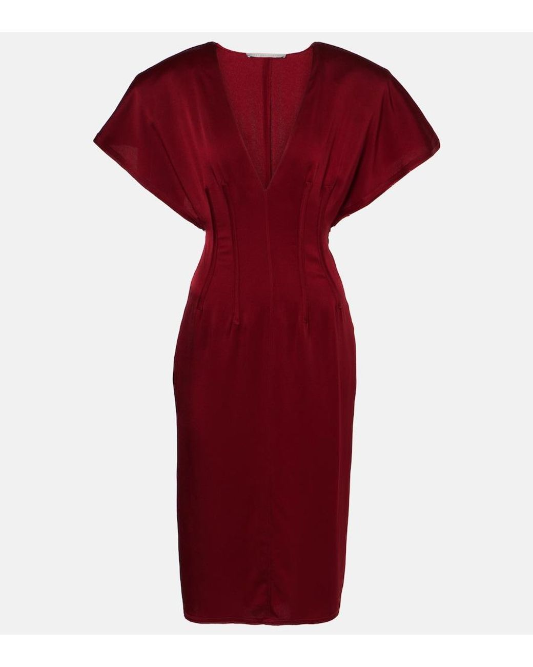 Stella McCartney Red Draped Satin Midi Dress