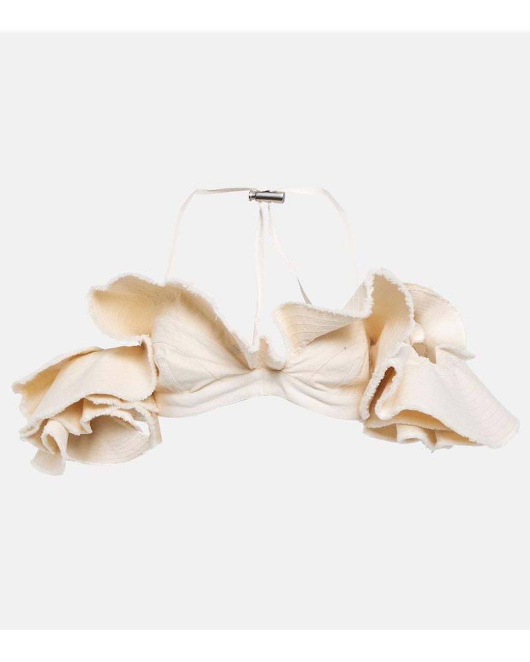 Jacquemus Natural La Brassiere Artichaut Cotton Crop Top