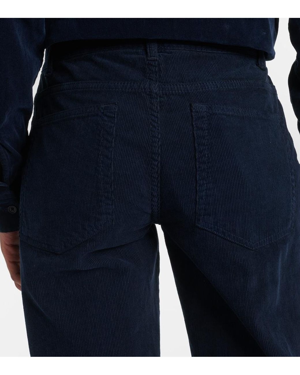 The Row Blue Carlyl Cotton Corduroy Slim Pants