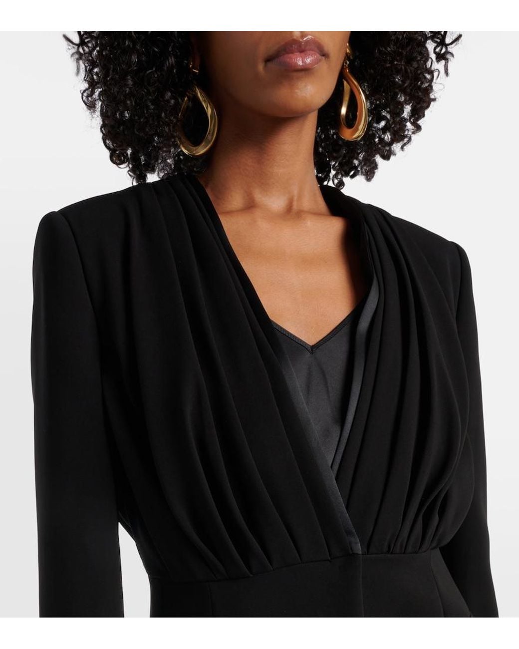 Max Mara Black Gradi Draped Crepe Jacket