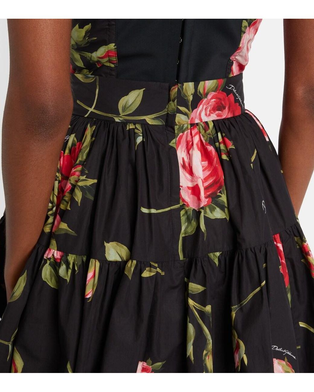 Dolce & Gabbana Red Floral Cotton Miniskirt