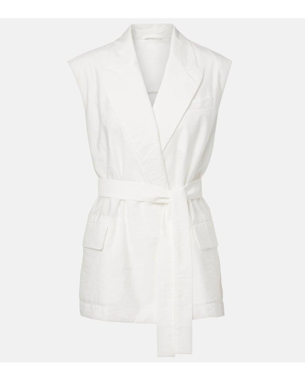 Brunello Cucinelli White Belted Cotton-Blend Vest
