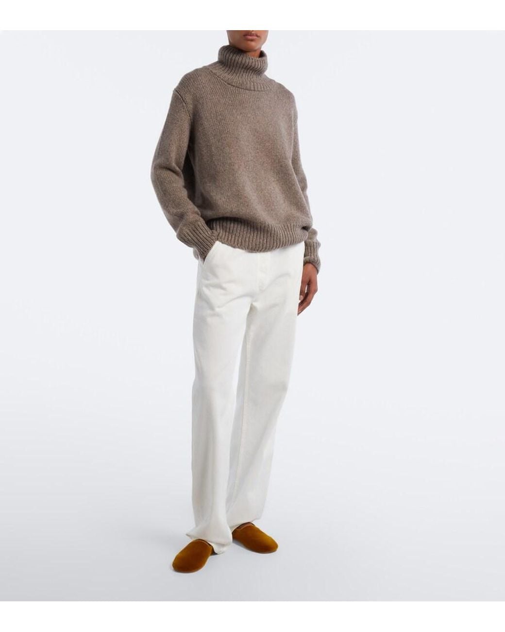 The Row Yellow Ponti Velvet Slip-On Shoes