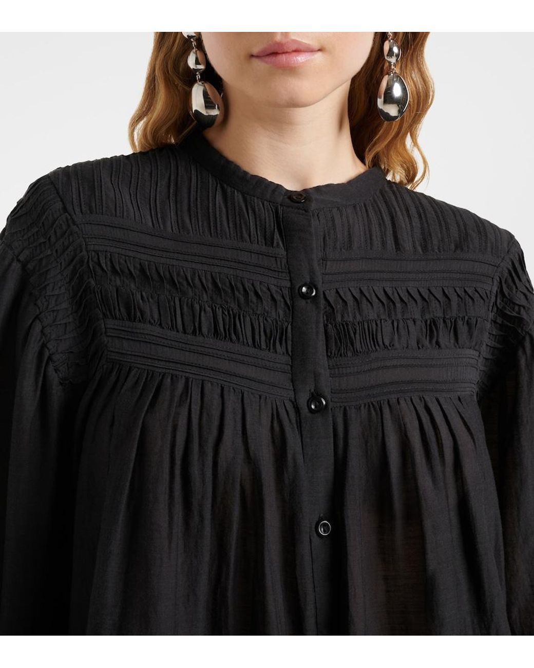 Isabel Marant Black Plalia Cotton-Blend Top