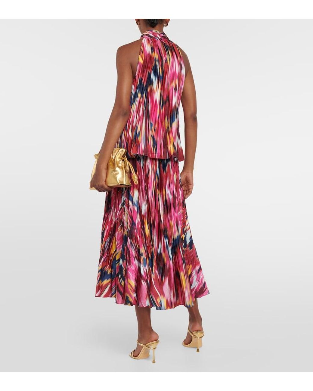 Jonathan Simkhai Red Yasenia Printed Plisse Top