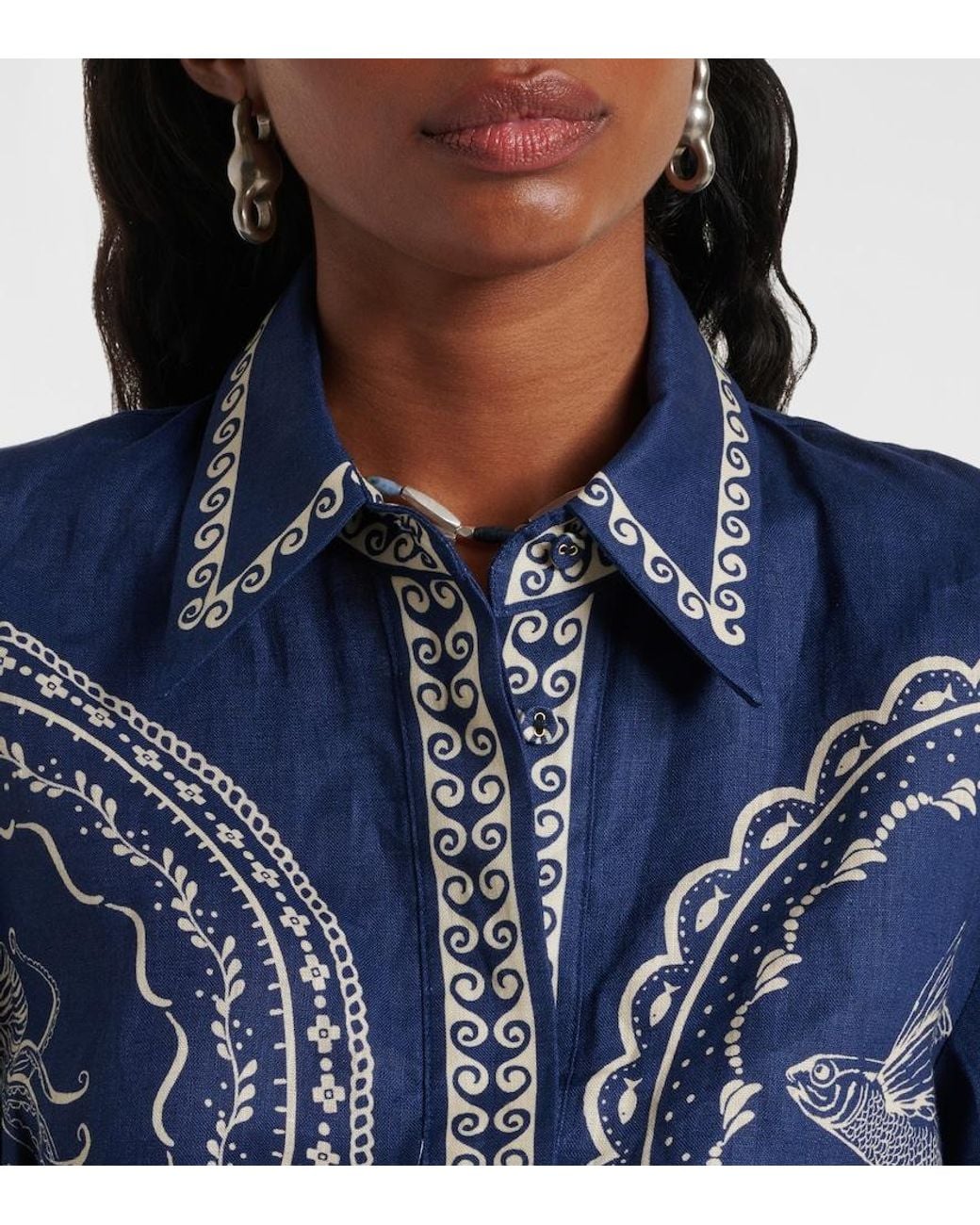 ALÉMAIS Blue Oceane Linen Minidress