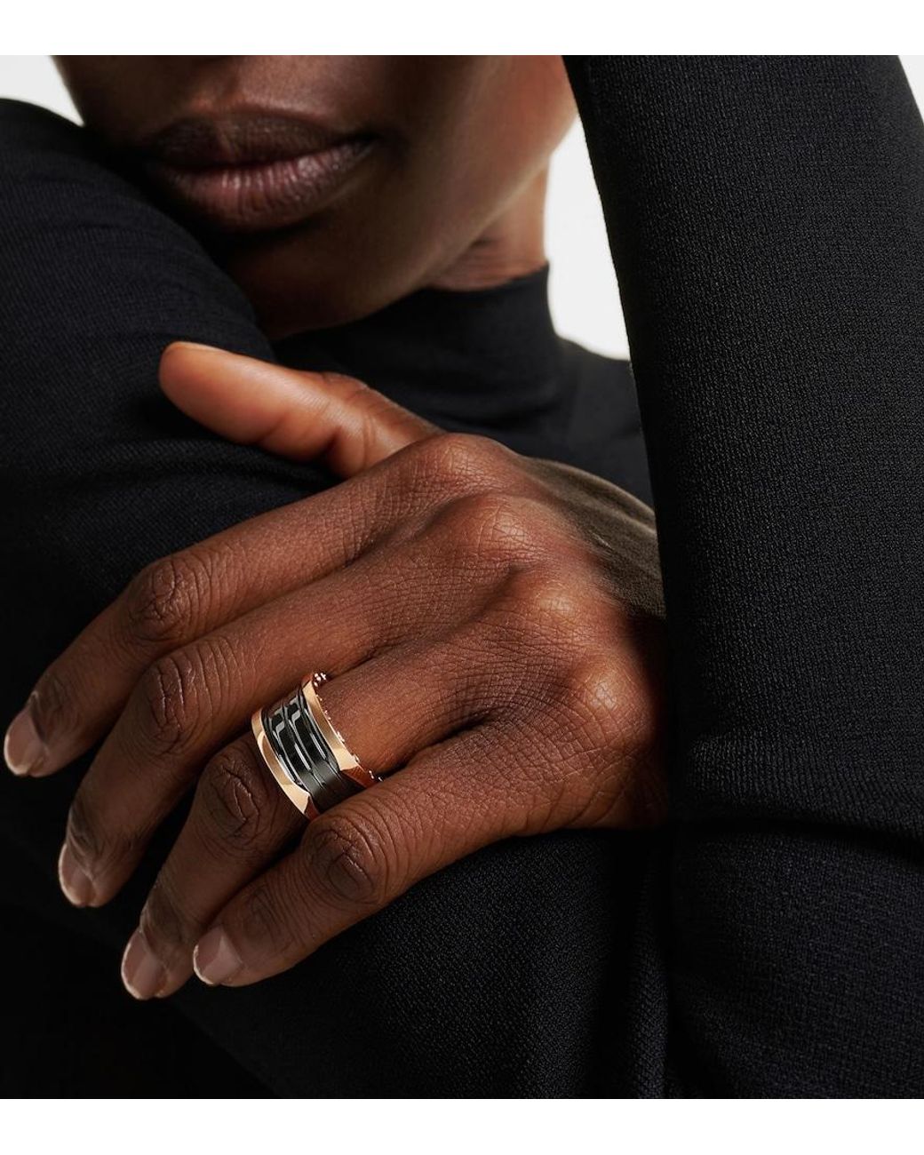 BVLGARI Black B.Zero1 18Kt Rose And Ceramic Ring