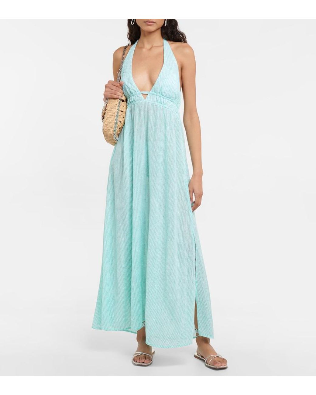 Heidi Klein Green Seven Mile Beach Cotton Maxi Dress