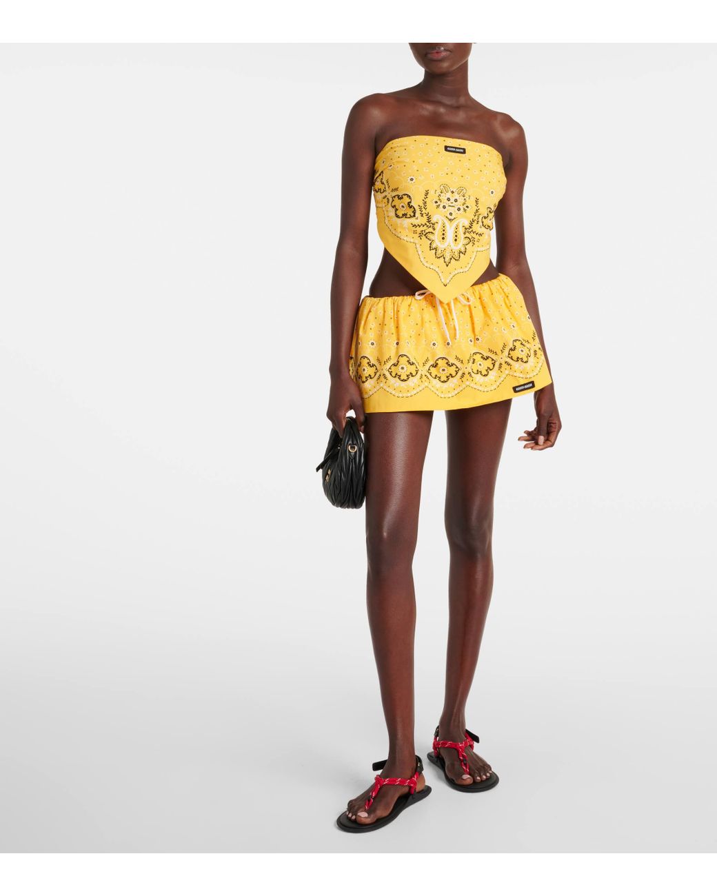 関税込【MiuMiu】Bandana cotton and linen miniskirt P01037972.jpg
