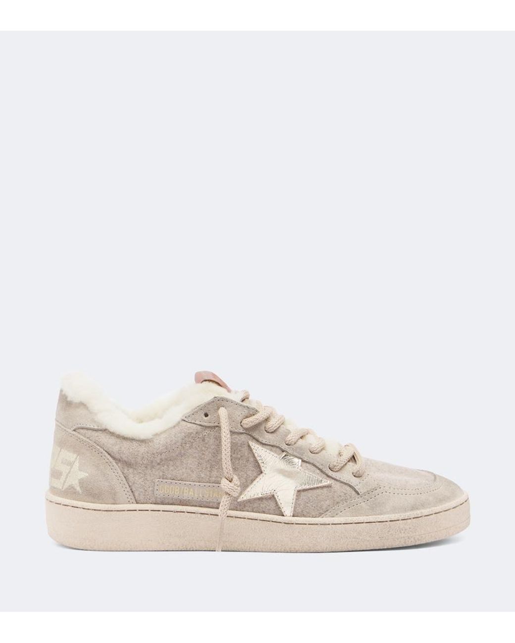 Golden Goose Deluxe Brand Natural Ball Star Suede-Trimmed Sneakers