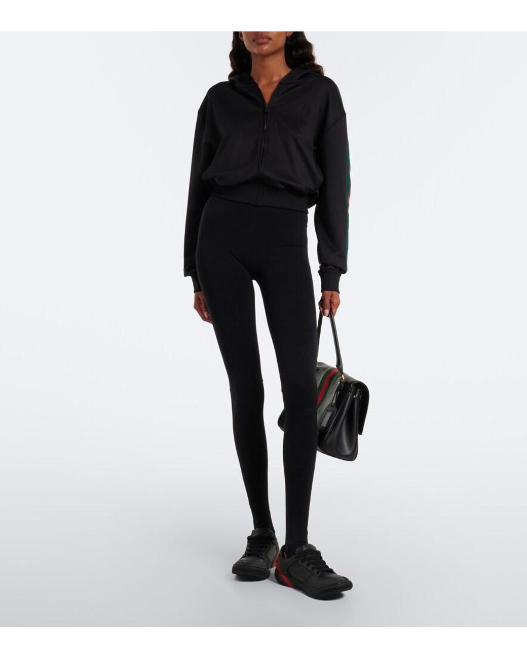 Gucci Black Screener Web Stripe Leather Sneakers