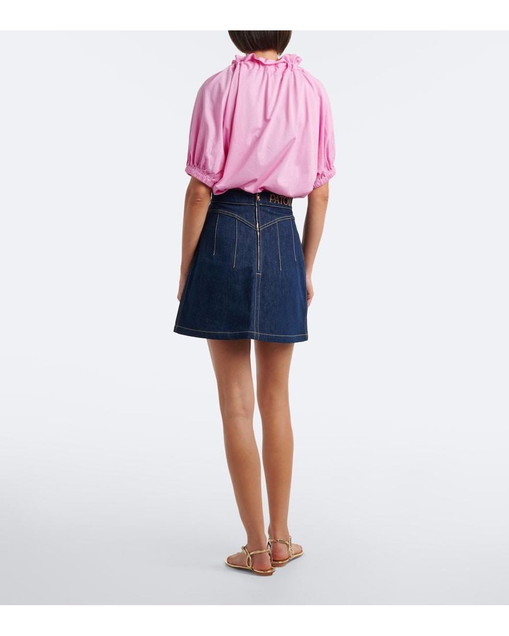 Patou Blue High-Rise Denim Miniskirt