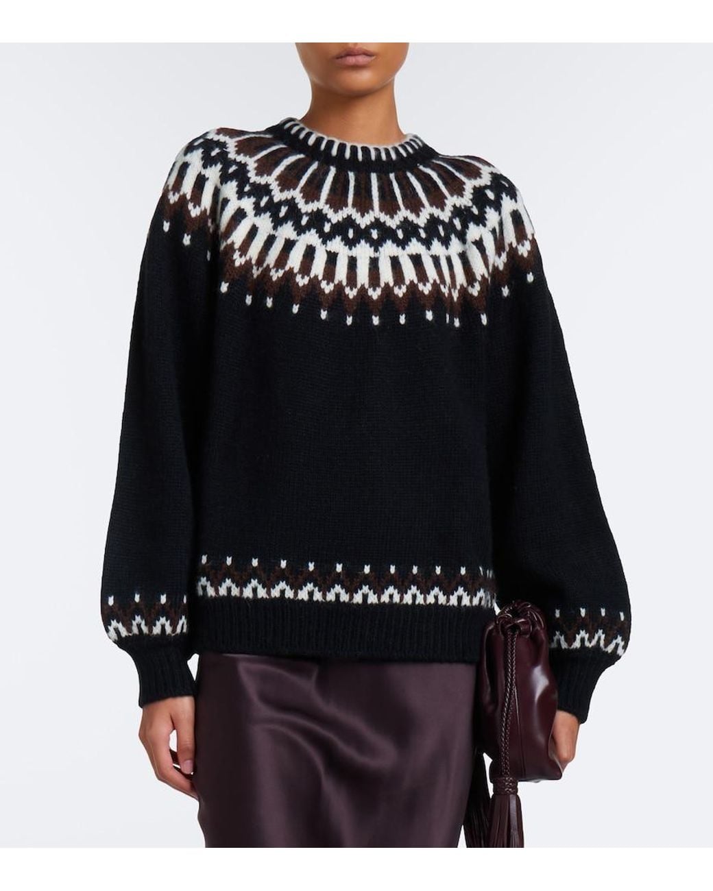 Doen Black Field Alpaca And Wool-Blend Sweater