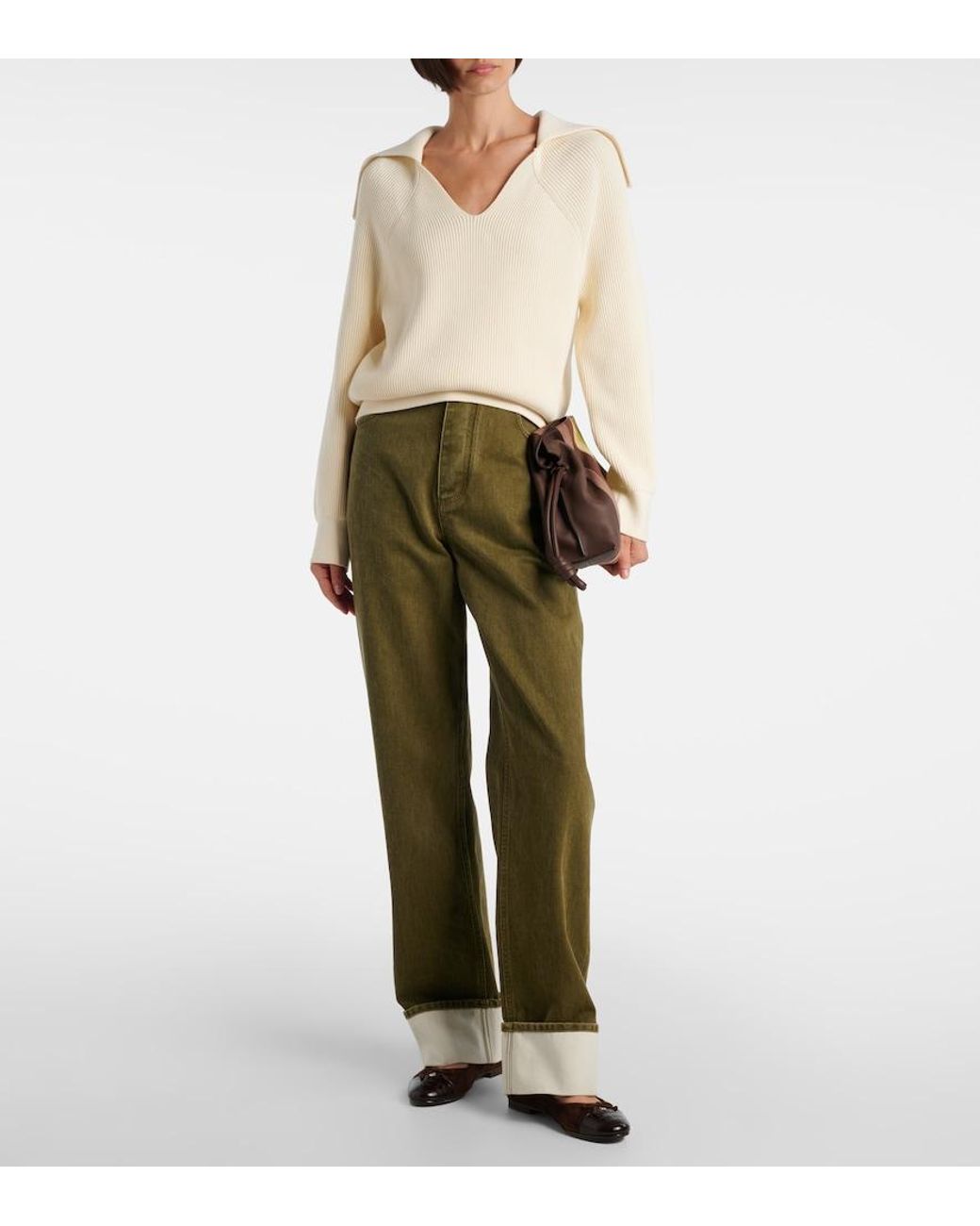 Tory Burch Brown Cap Toe Croc-Effect Suede Ballet Flats