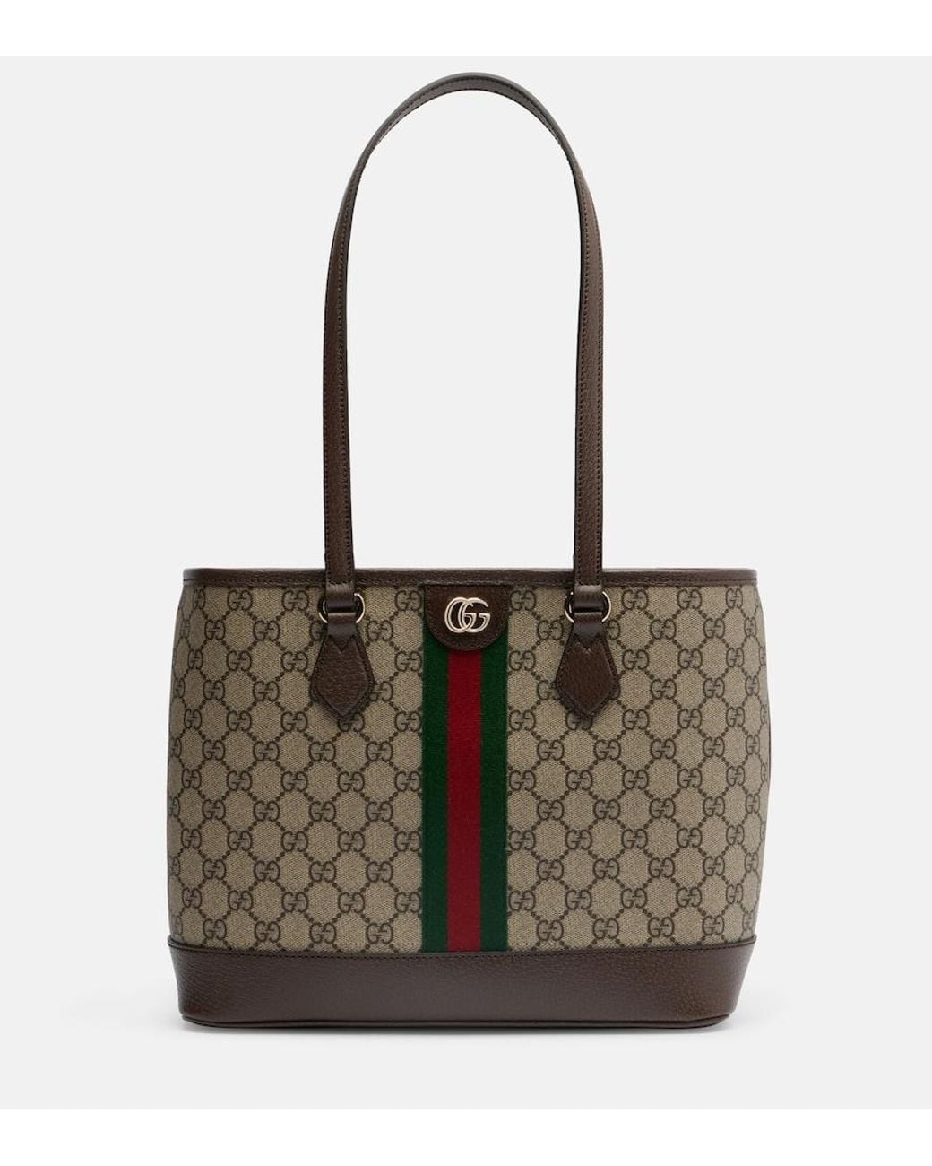 Shopper 'Ophidia' Con Motivo Gg All-Over E Logo Metallico Sul Fr di Gucci in Brown