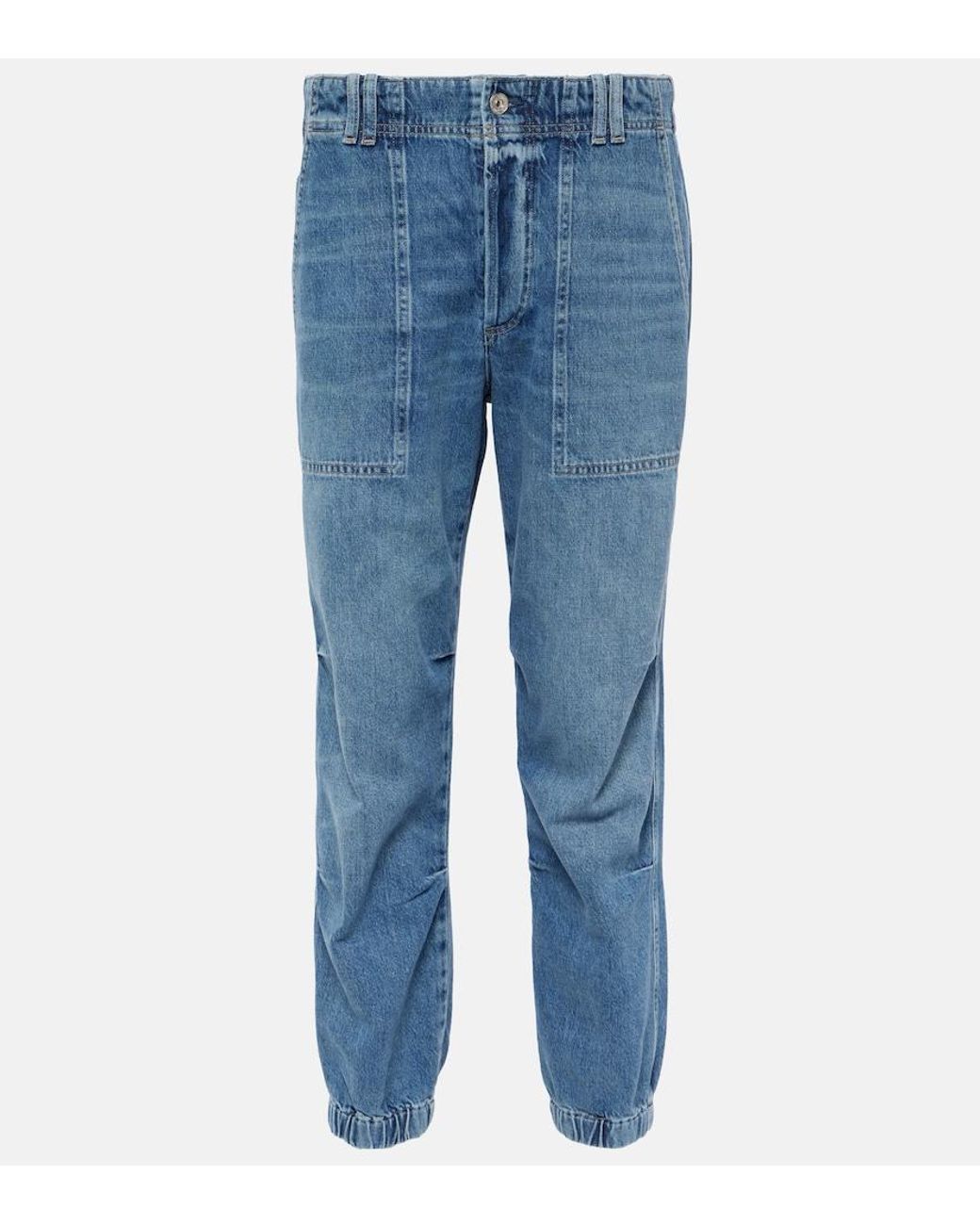 Citizens of Humanity Blue Agni Mid-Rise Twill Tapered Pants