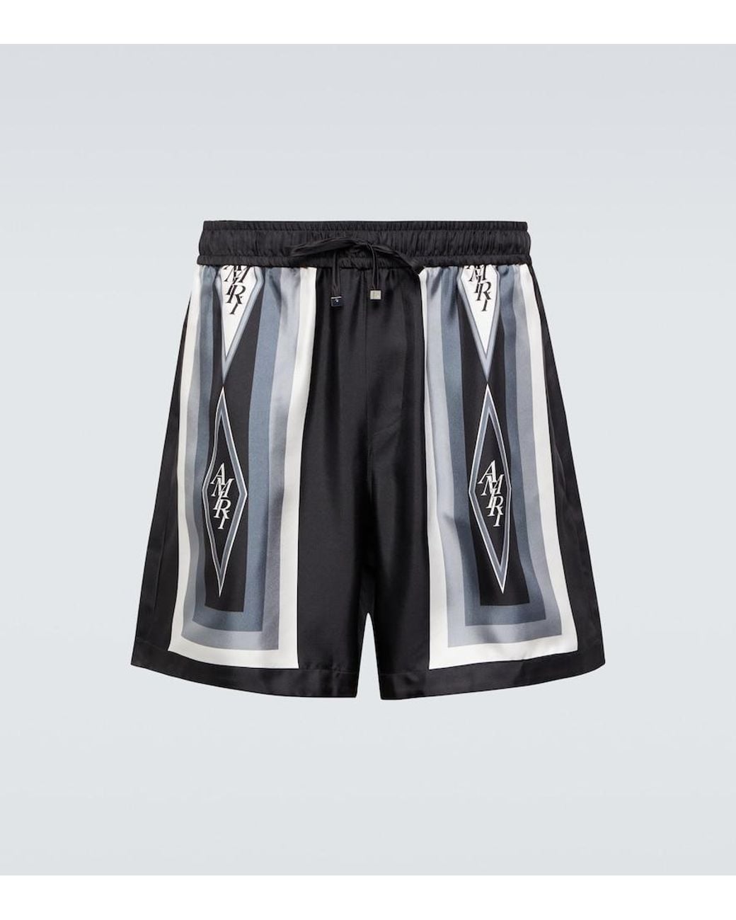 Amiri Black Diamond Silk Shorts for men