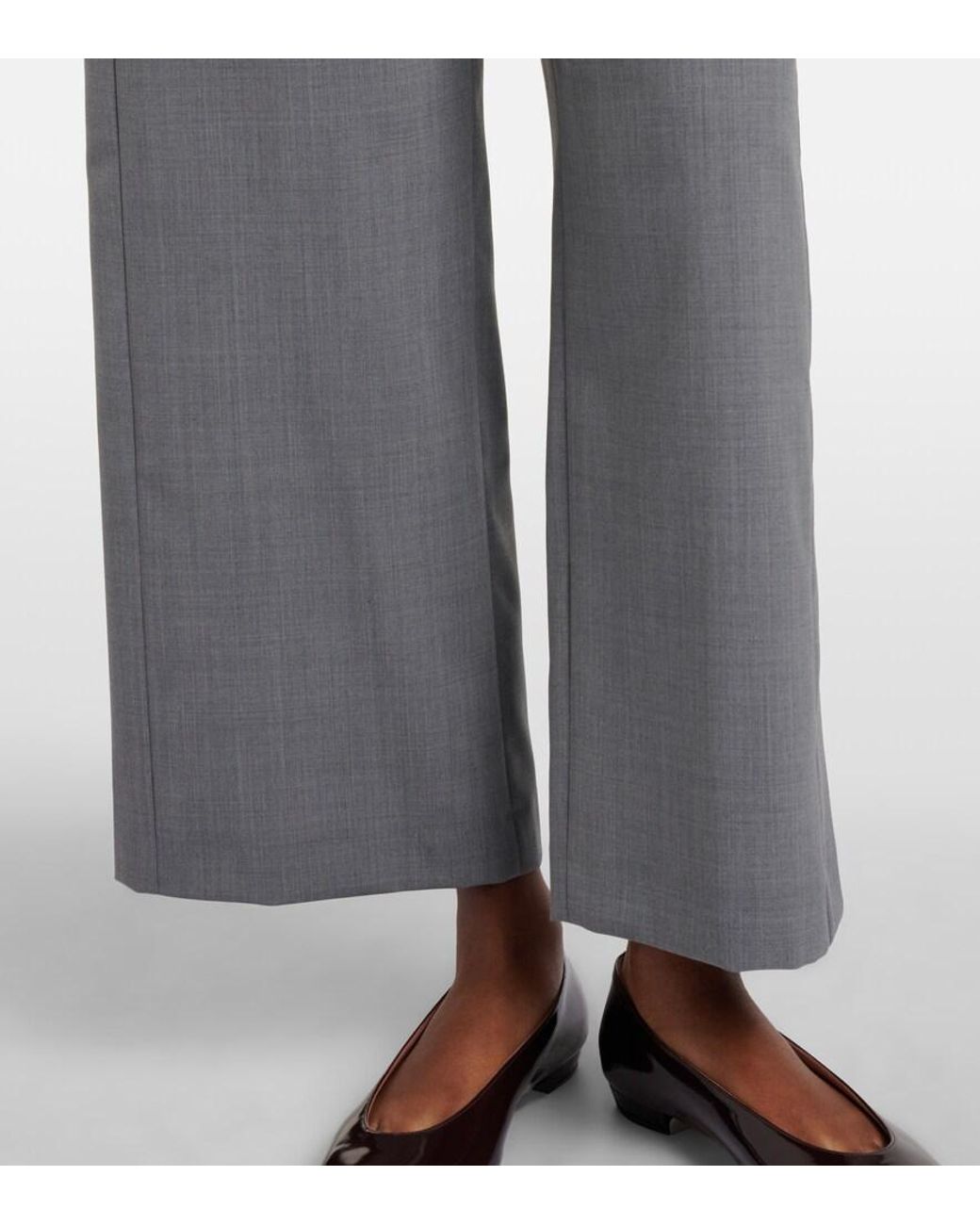 Max Mara Gray Baia Wool-Blend Wide-Leg Pants