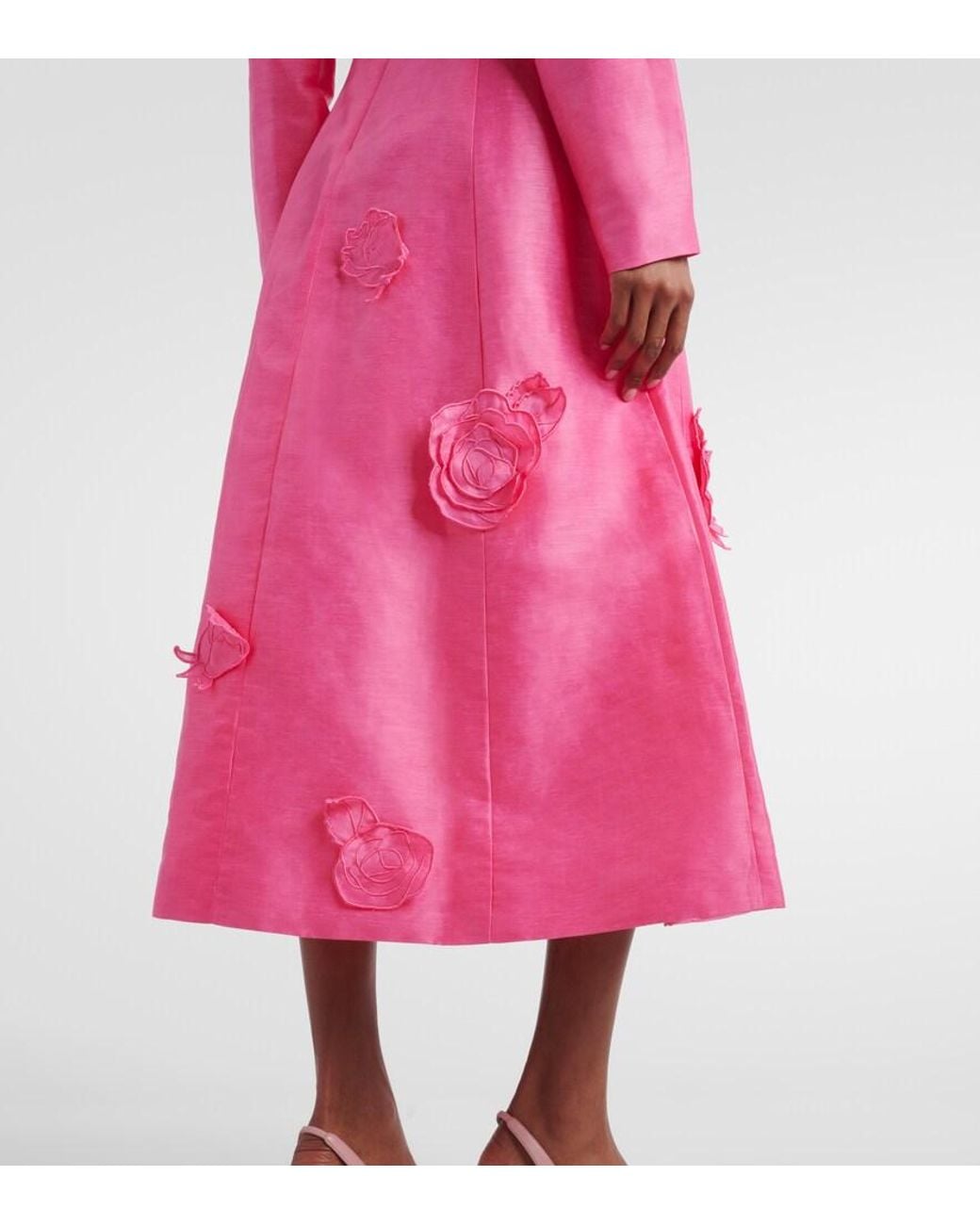 LEO LIN Pink Amira Floral-Applique Cocktail Dress