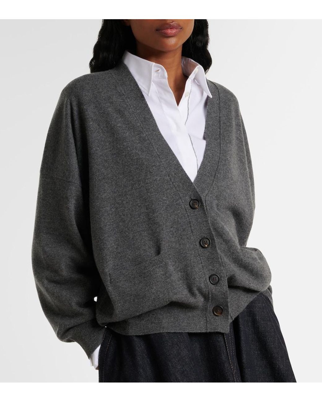 Brunello Cucinelli Gray Cashmere Cardigan