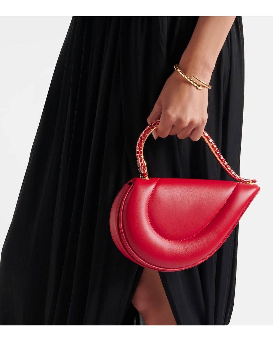 BVLGARI Red Serpenti Cuore 1968 Leather Top-Handle Bag