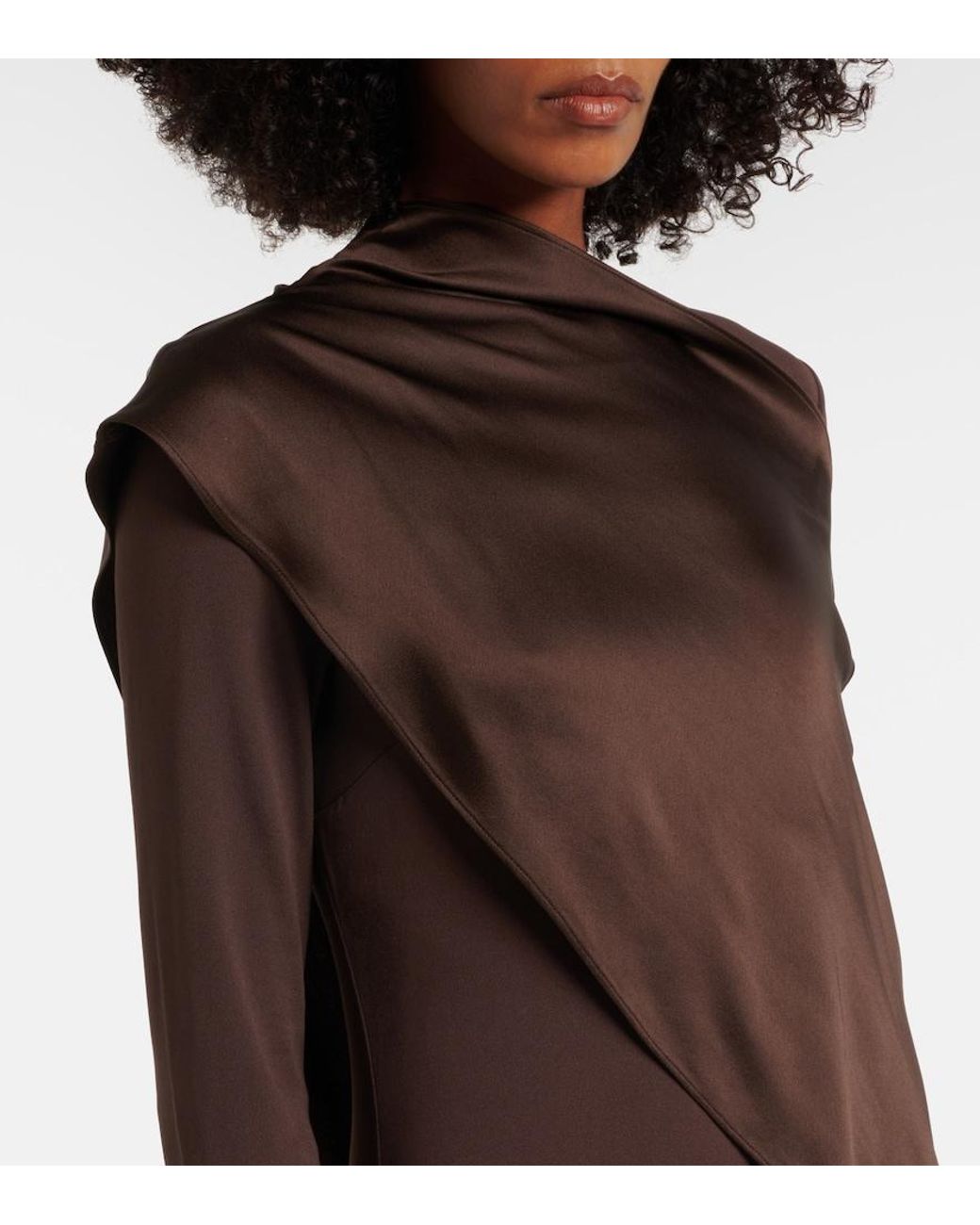 Taller Marmo Brown Mounia Caped Crepe Cady Gown