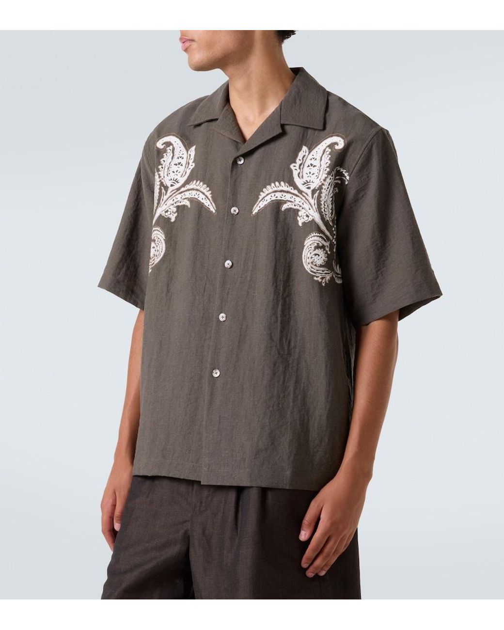 Camisa Bordada Commas de hombre de color Green