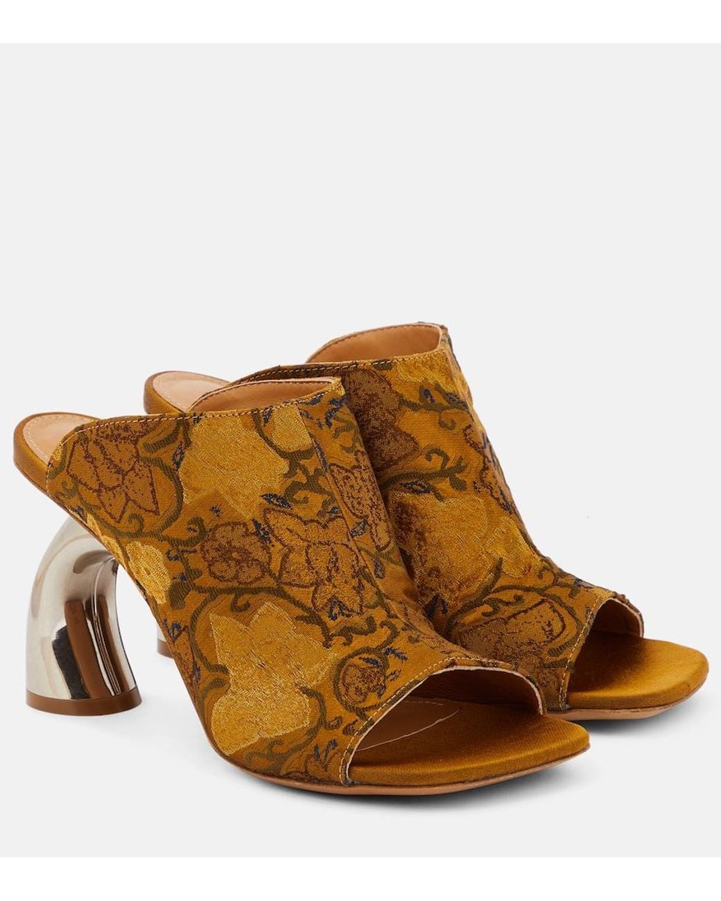 Dries Van Noten Brown Floral Mules