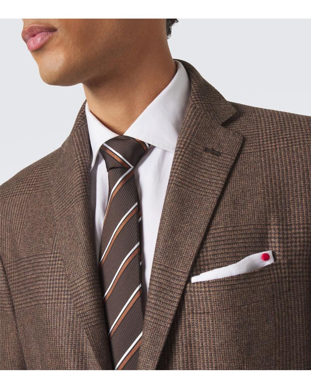 Kiton Brown Striped Silk Tie for men